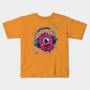 Headphone Eye Face by Basement Mastermind Kids T-Shirt